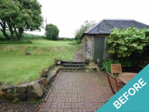 overgrown garden with broken stone masonry st andrews holiday home